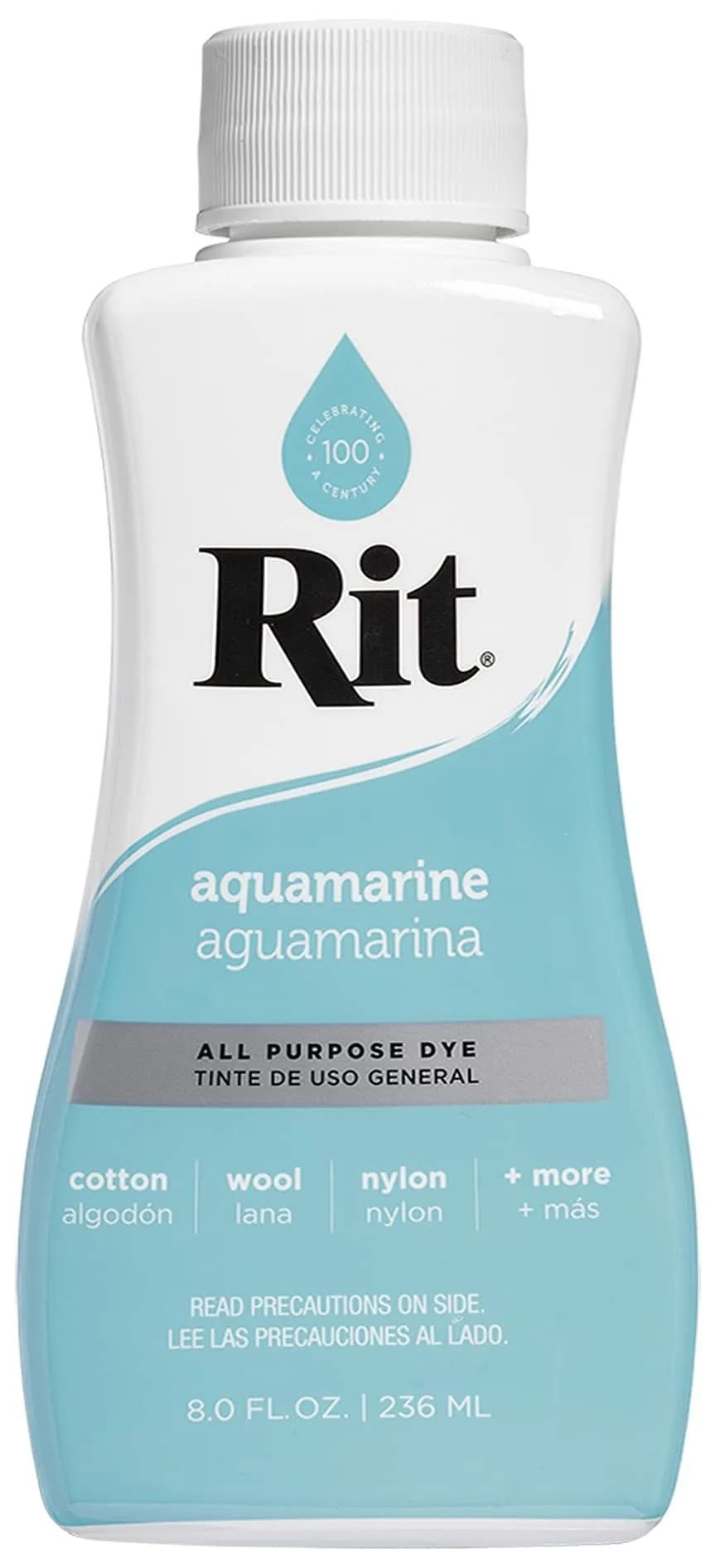 Rit All-Purpose Liquid Fabric Dye - Aquamarine (8 Fl Oz Bottle) for Cotton, Linen, Silk, Wool, Rayon, Nylon - main product image