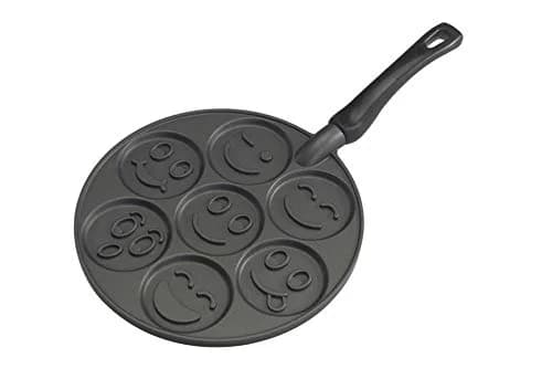 Nordic Ware Smiley Face Pancake Pan Silver, 10 1/2 inch diameter | Fun smiley faces for breakfast thumbnail 1