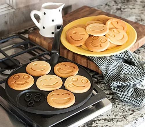 Nordic Ware Smiley Face Pancake Pan Silver, 10 1/2 inch diameter | Fun smiley faces for breakfast thumbnail 5