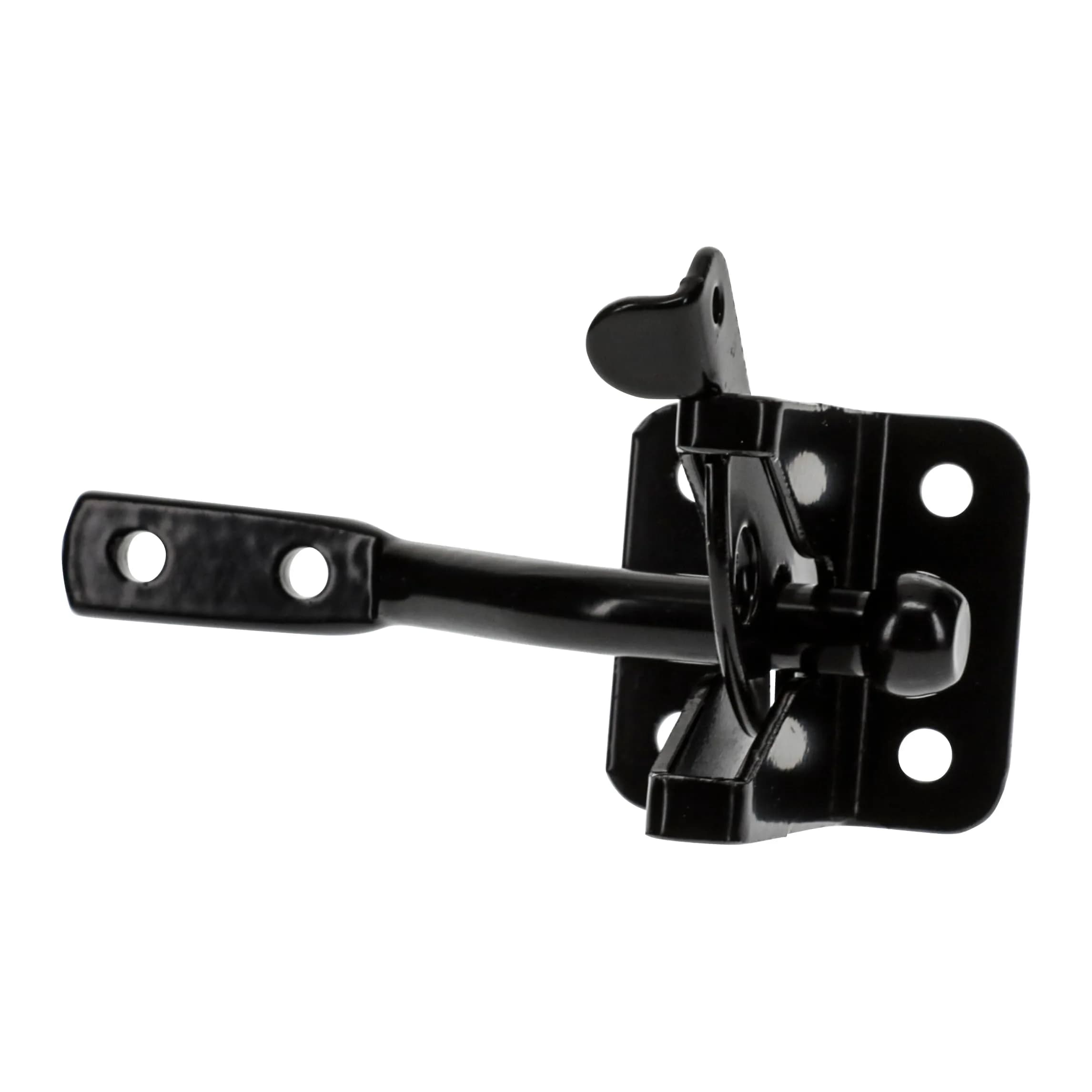 National Hardware Automatic Gate Latch, 4 in Strike, Black Steel | Self-Latching for Outswing Gates — Black