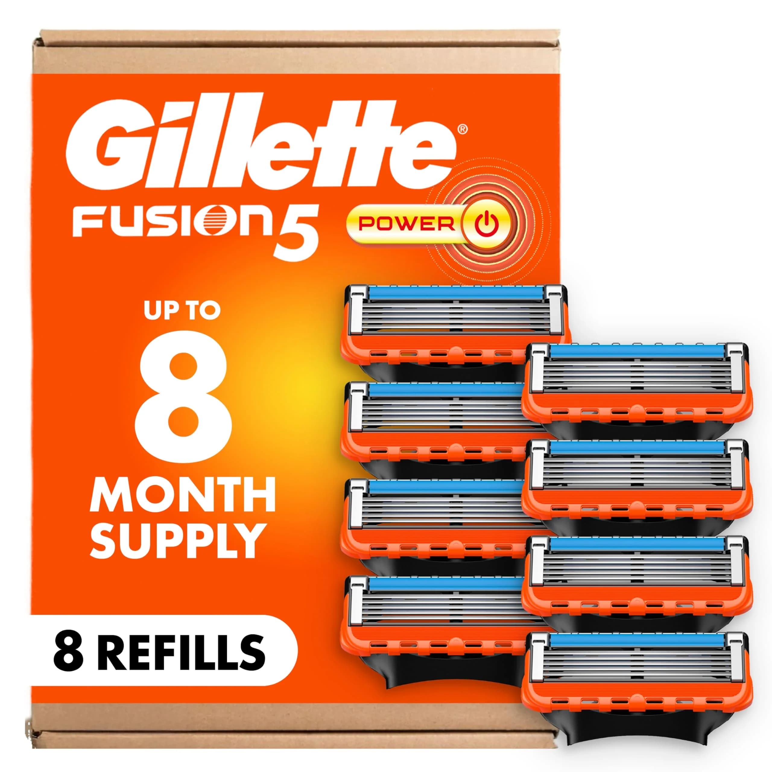 Gillette Fusion5 Power Razor Blade Refills for Men, 8 Count | Precision Trimmer & 5-Blade Technology - main product image