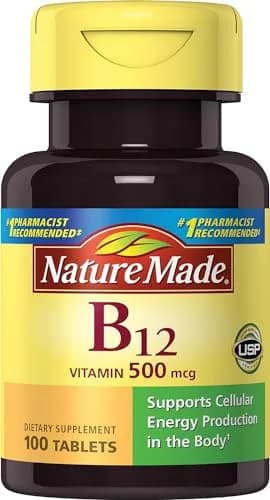 Nature Made Vitamin B-12 500 mcg Tablets 200 Count (Pack of 2) | Essential for Nerve Health & Red Blood Cell Formation thumbnail 1