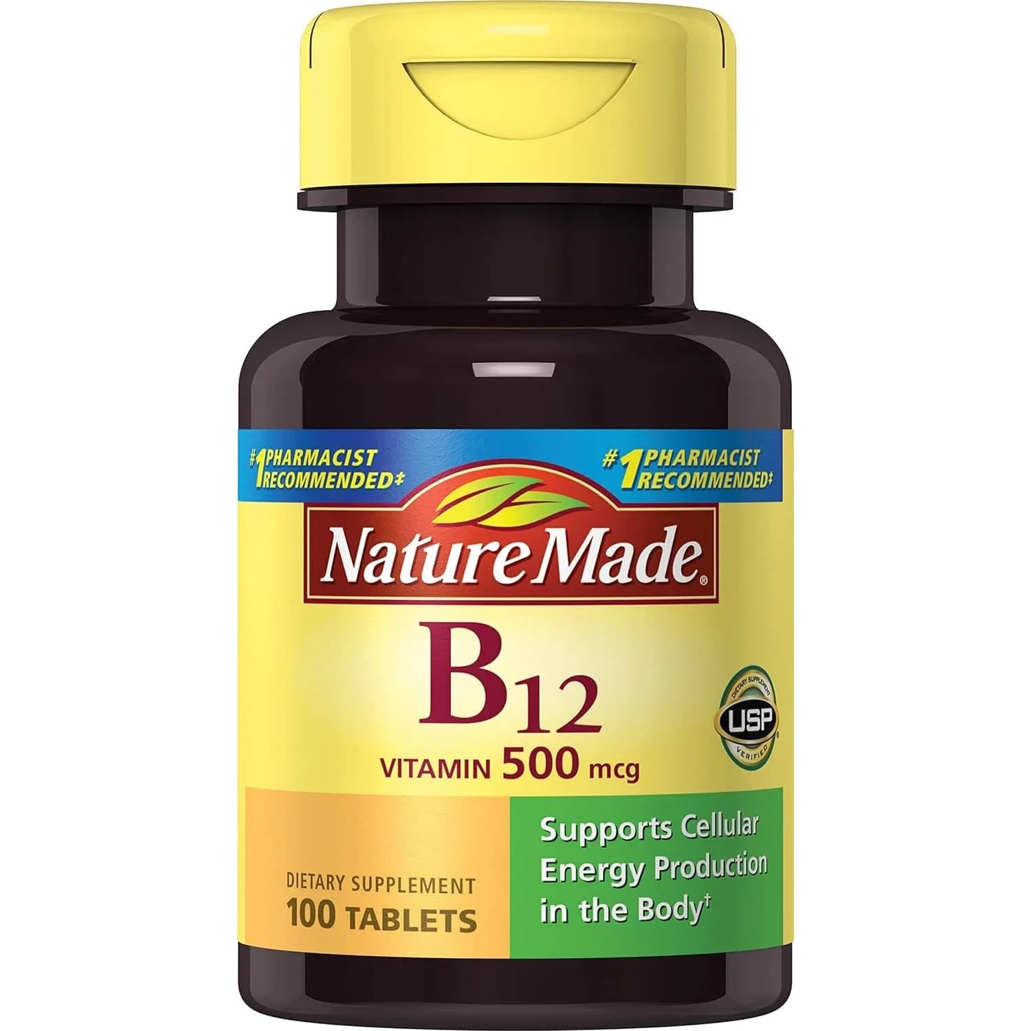 Nature Made Vitamin B-12 500 mcg Tablets 200 Count (Pack of 2) | Essential for Nerve Health & Red Blood Cell Formation - main product image