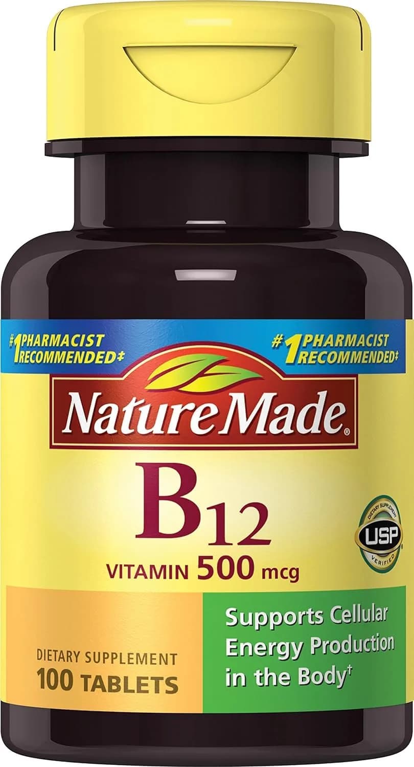 Nature Made Vitamin B-12 500 mcg Tablets 200 Count (Pack of 2) | Essential for Nerve Health & Red Blood Cell Formation - main product image