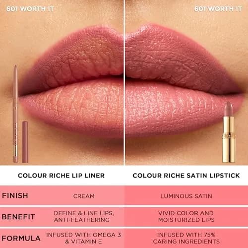 L'Oreal Paris Colour Riche Lip Liner Pencil, Creamy Lip Contour with Omega 3 & Vitamin E, Toffee To Be (Deep Brown) | Supports Bold Lips thumbnail 6