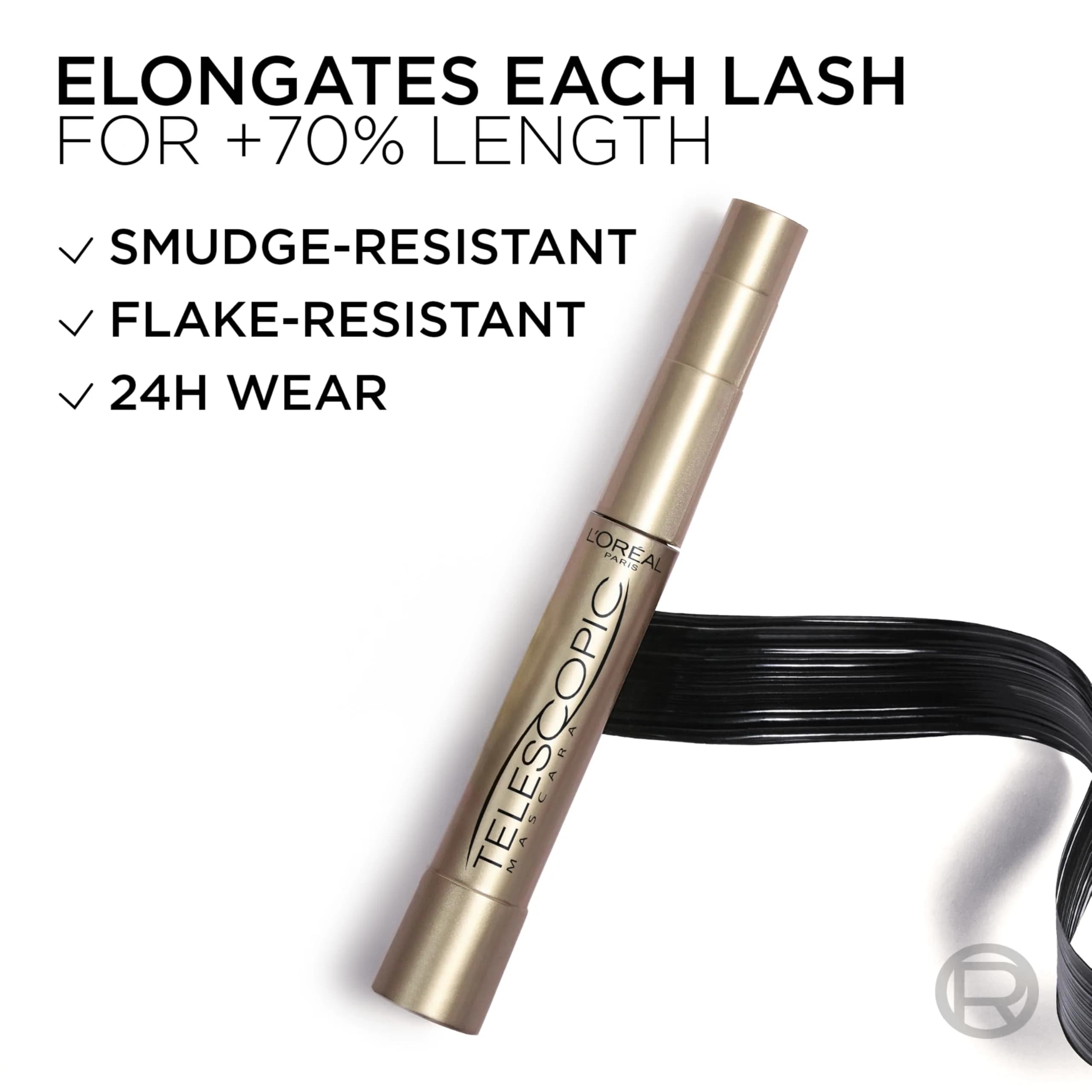 L'Oreal Paris Telescopic Original Mascara, Washable Black, 8ml (0.27 Fl Oz) | Lengthens Lashes Up to 60% - view 7