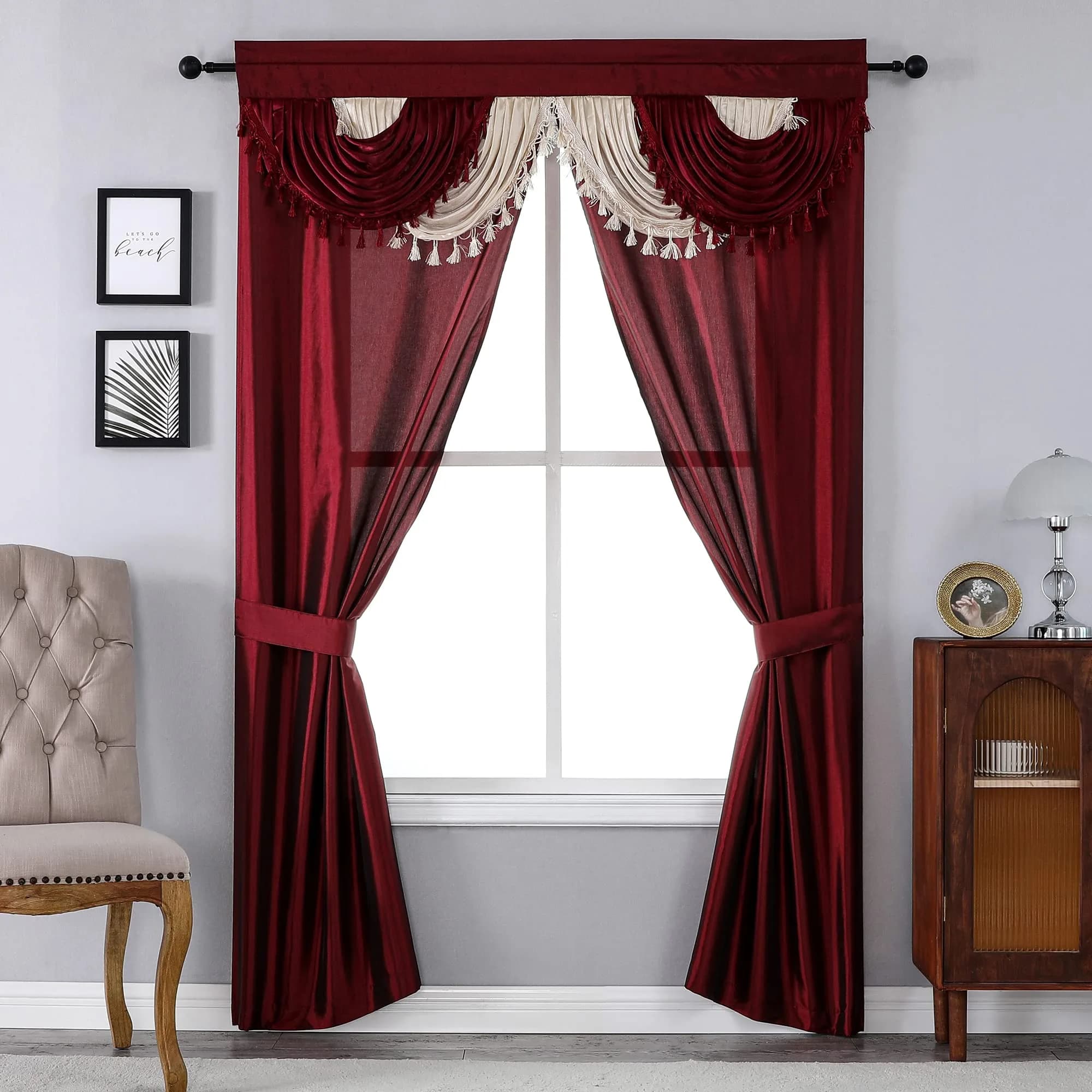 Regal Home Collections Amore 5-Piece Curtain Set - 137cm W x 213cm L Panels | Light Filtering Brick — Brick