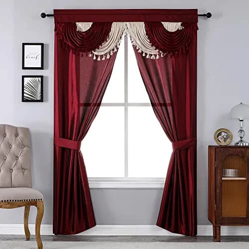Regal Home Collections Amore 5-Piece Curtain Set - 137cm W x 213cm L Panels | Light Filtering Brick thumbnail 1