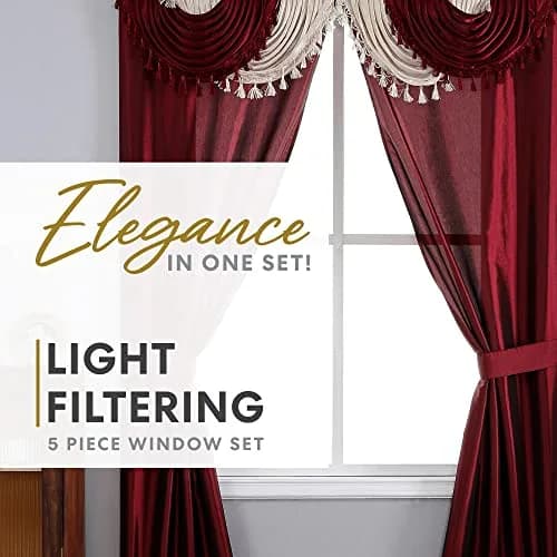 Regal Home Collections Amore 5-Piece Curtain Set - 137cm W x 213cm L Panels | Light Filtering Brick thumbnail 2