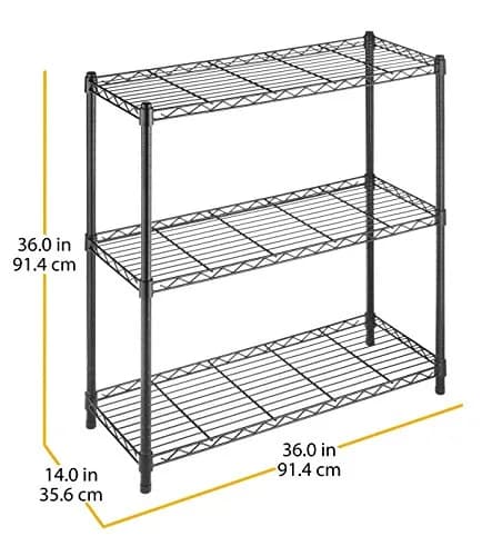 Whitmor 3 Tier Shelving Unit, Metal Shelving, Adjustable Wire Shelving | Heavy Duty Storage for Home & Garage thumbnail 6