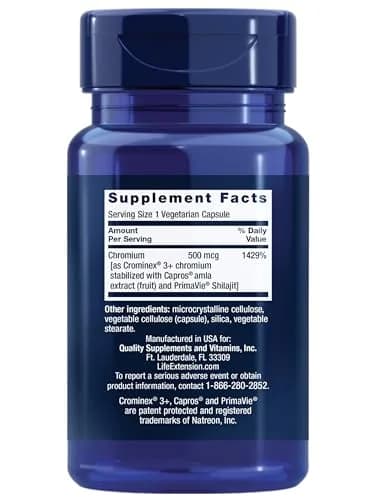 Life Extension Optimized Chromium with Crominex 3+, 500 mcg | Supports Healthy Metabolism & Weight Management thumbnail 2