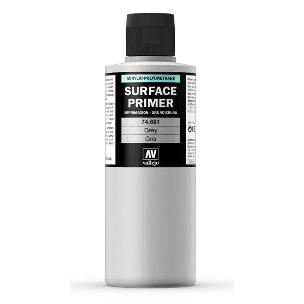 Vallejo Grey Acrylic Surface Primer 200ml (6.76 Fl Oz) | Matte Finish, Fast Drying, Airbrush Ready - view 2