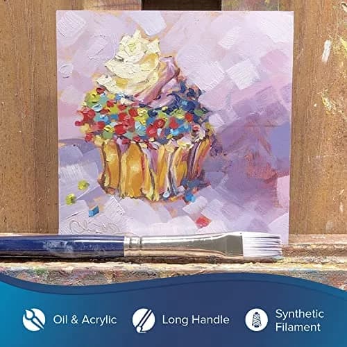 Silver Brush Limited Bristlon Bright Oil and Acrylic Paintbrush Size 4 | Synthetic Hog-Like Bristle, Long Handle thumbnail 3