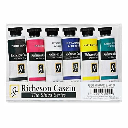 Jack Richeson Artist Casein Colors Set of 6 | Durable Milk-Based Medium, Matte Finish, 1.25 Fl Oz Each thumbnail 1