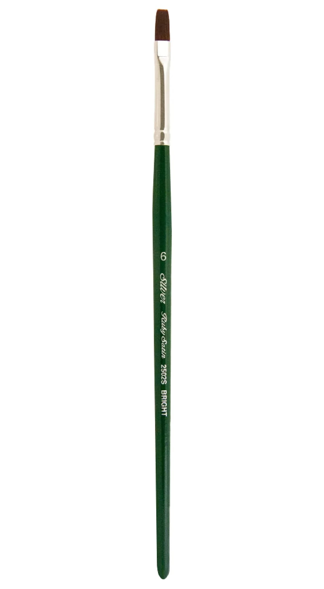 Silver Brush Limited Ruby Satin Bright Oil and Acrylic Paintbrush Size 6 | Synthetic, Short Handle, Heavy Body Paint — Size - 6