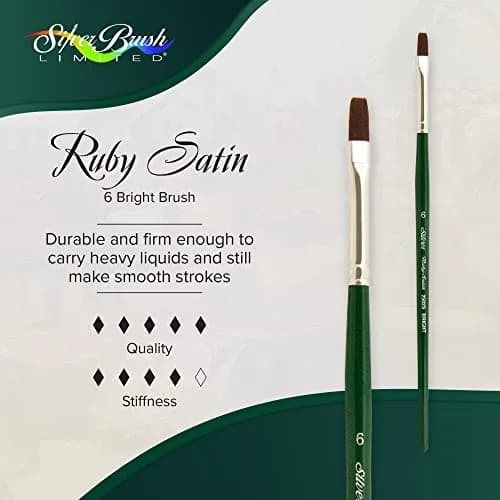 Silver Brush Limited Ruby Satin Bright Oil and Acrylic Paintbrush Size 6 | Synthetic, Short Handle, Heavy Body Paint thumbnail 2