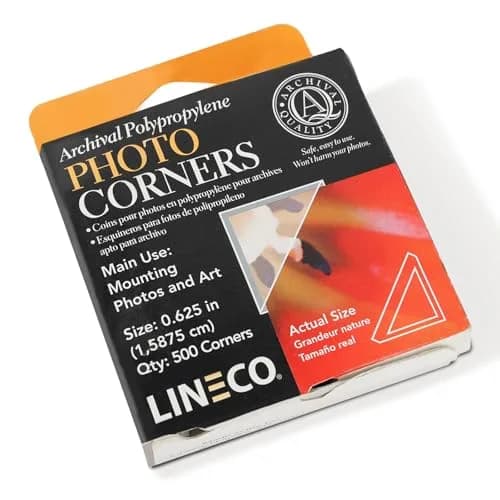 Lineco Infinity Clear Archival Photo Corners 500 PCS | Acid-Free, Non-Yellowing Adhesive thumbnail 1