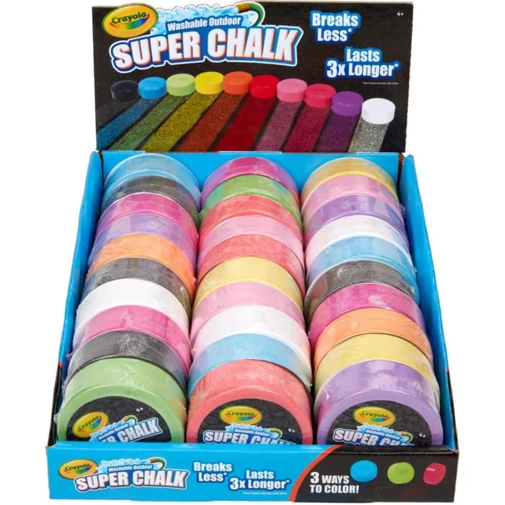 Crayola Outdoor Super Chalk Assorted Colours | 30 Pack | 3 Ways to Colour, Ages 4+