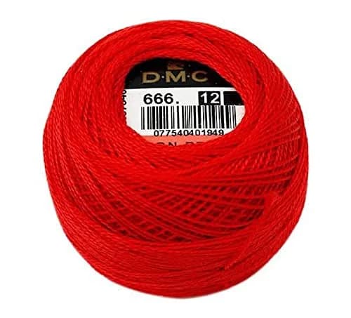DMC Pearl Cotton Thread Balls Size 12, 141 yards (129 m) Bright Red | Soft Silky Embroidery Floss thumbnail 1