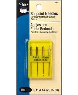Dritz Ballpoint Machine Needles, Sizes 9, 11 & 14, 4 Count, Nickel | For Knit & Stretch Fabrics thumbnail 2