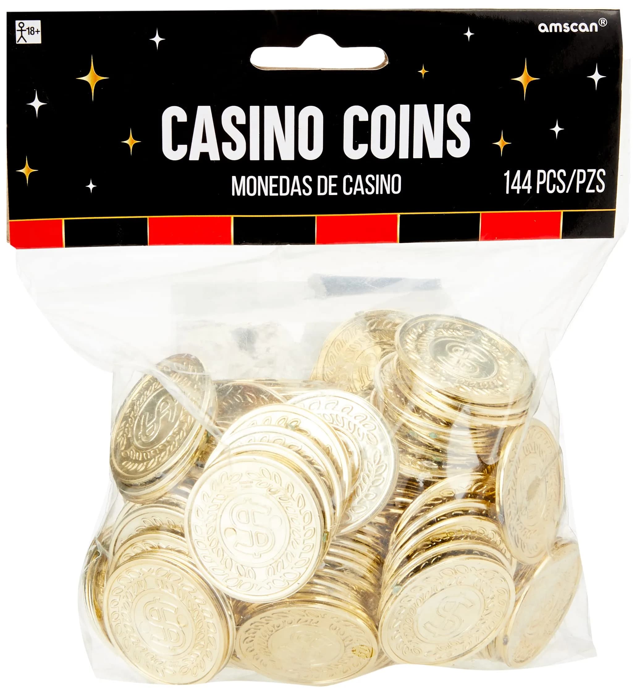 Amscan Eye-Catching Casino Gold Coins 7.50" x 5.62" | Premium Durable Design for Gaming & Gifts — Gold