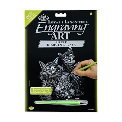 Royal & Langnickel Silver Engraving Art Kit Tabby Cat and Kittens 20.3cm x 25.4cm (8" x 10") | Easy Art for All Ages thumbnail 1