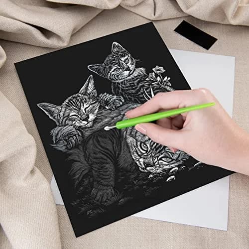 Royal & Langnickel Silver Engraving Art Kit Tabby Cat and Kittens 20.3cm x 25.4cm (8" x 10") | Easy Art for All Ages thumbnail 2