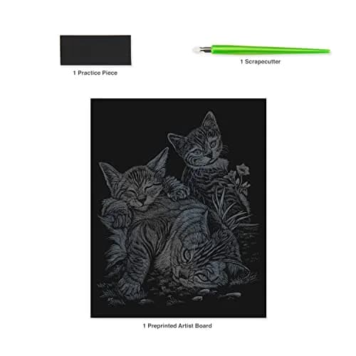 Royal & Langnickel Silver Engraving Art Kit Tabby Cat and Kittens 20.3cm x 25.4cm (8" x 10") | Easy Art for All Ages thumbnail 3