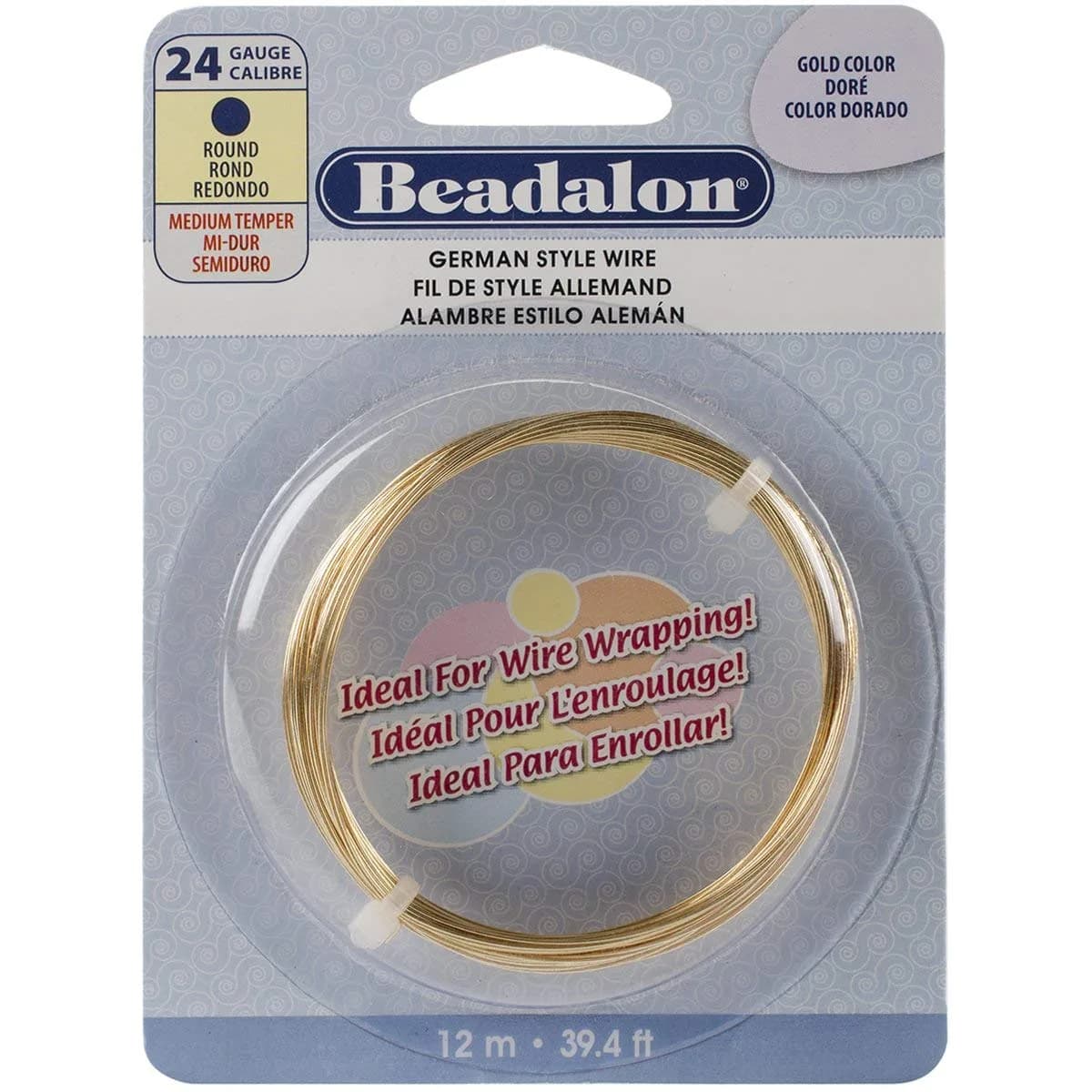 Beadalon German Style Wire-Gold Round 24 Gauge 11.5m (0.51mm) | Anti-Tarnish Coating for Jewelry Wrapping — Gold