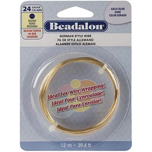 Beadalon German Style Wire-Gold Round 24 Gauge 11.5m (0.51mm) | Anti-Tarnish Coating for Jewelry Wrapping thumbnail 1