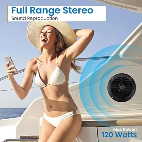 Pyle 6.5 Inch Dual Marine Speakers Waterproof Weather Resistant 120W Black thumbnail 5