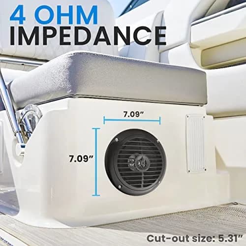 Pyle 6.5 Inch Dual Marine Speakers Waterproof Weather Resistant 120W Black thumbnail 3