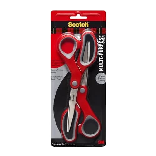 Scotch Multi-Purpose Stainless Steel Scissors, 8" (20 cm) - 2 Pairs | All-Purpose Craft & Office Cutting thumbnail 1