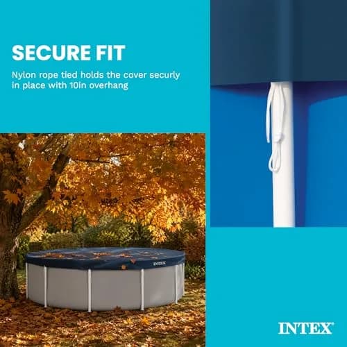 Intex 12ft Round Metal Frame Pool Cover | 3.37 kg (7 lb) | Protects from Debris & Weather thumbnail 5