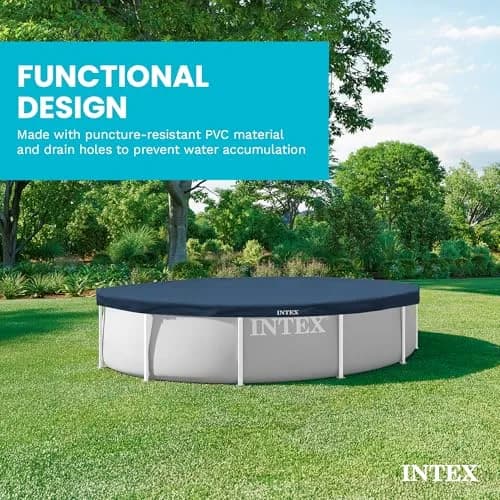Intex 12ft Round Metal Frame Pool Cover | 3.37 kg (7 lb) | Protects from Debris & Weather thumbnail 6