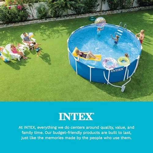 Intex 12ft Round Metal Frame Pool Cover | 3.37 kg (7 lb) | Protects from Debris & Weather thumbnail 7