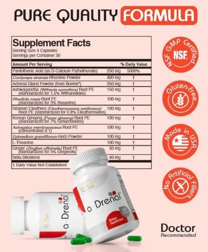 RLC Labs a-Drenal 120 Capsules | Cortisol & Stress Support with Ashwagandha, Rhodiola & Ginger thumbnail 3