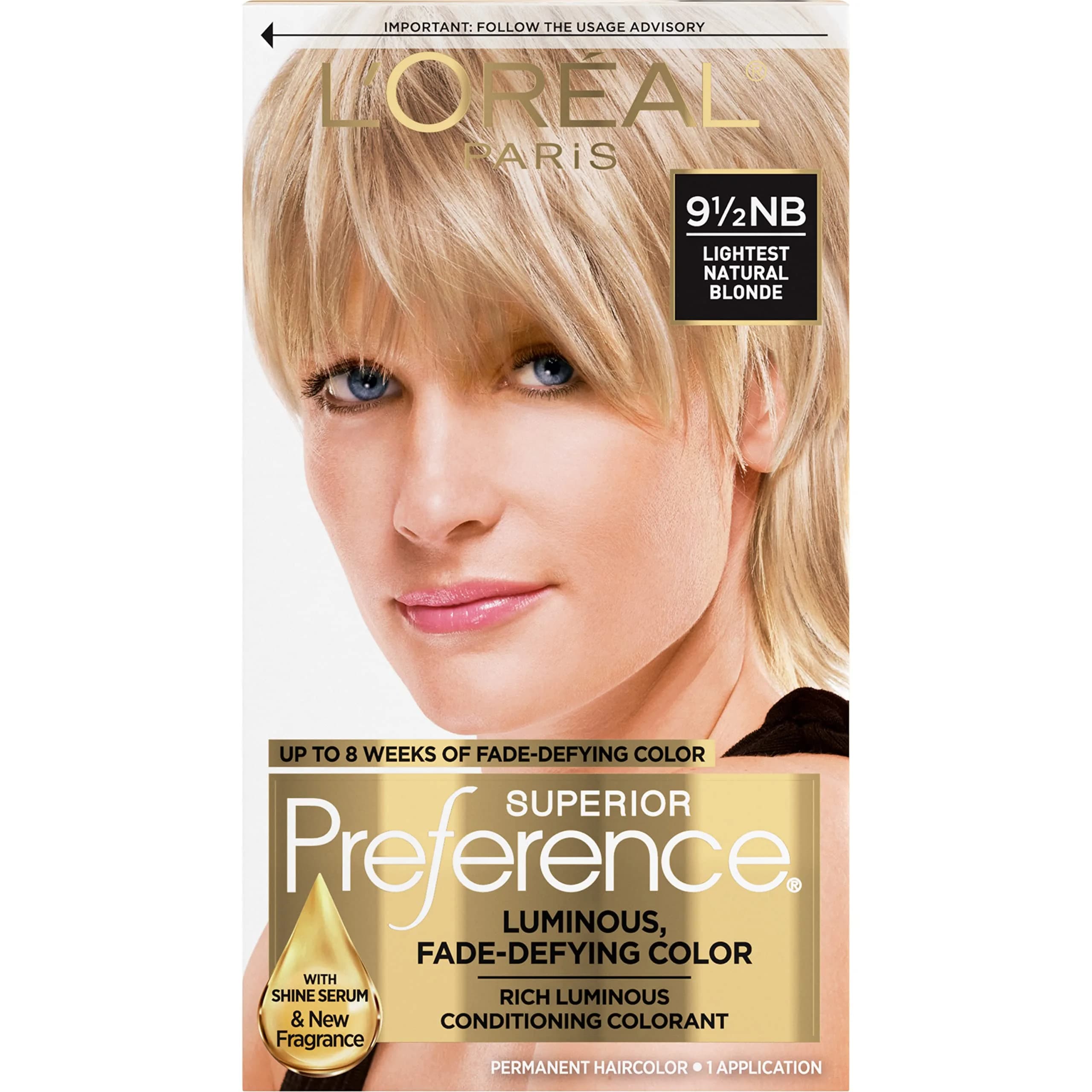 L'Oreal Paris Superior Preference Fade-Defying + Shine Permanent Hair Color, 9.5NB Lightest Natural Blonde | Long-lasting luminous blonde