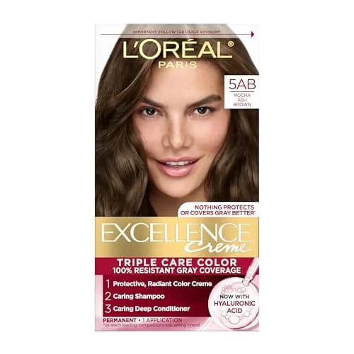 L'Oreal Paris Excellence Crème Permanent Hair Dye Mocha Ash Brown 5AB | Triple Care Color Routine with Hyaluronic Acid thumbnail 1