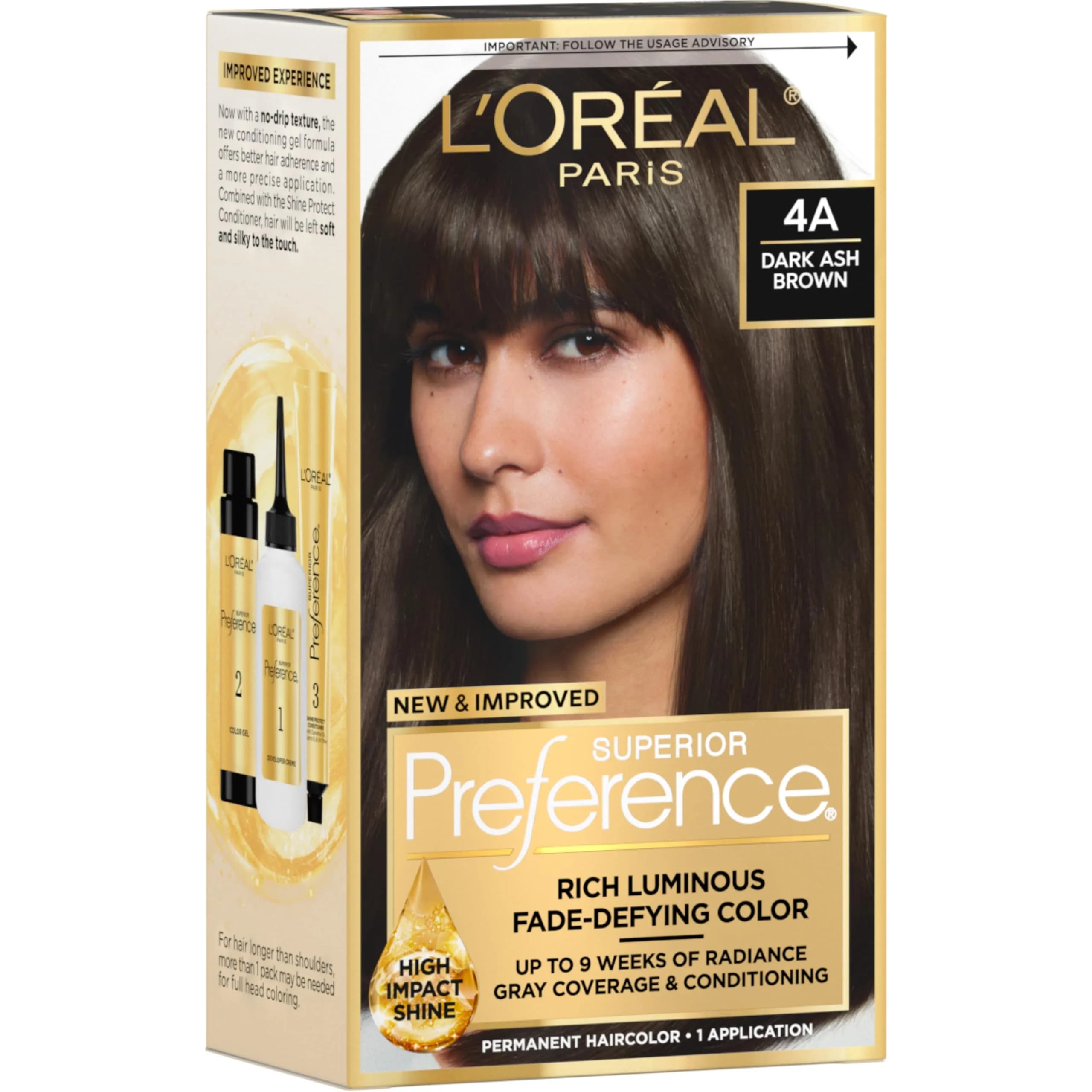 L'Oreal Paris Superior Preference 4A Dark Ash Brown Permanent Hair Color | Fade-Defying Shine System - main product image