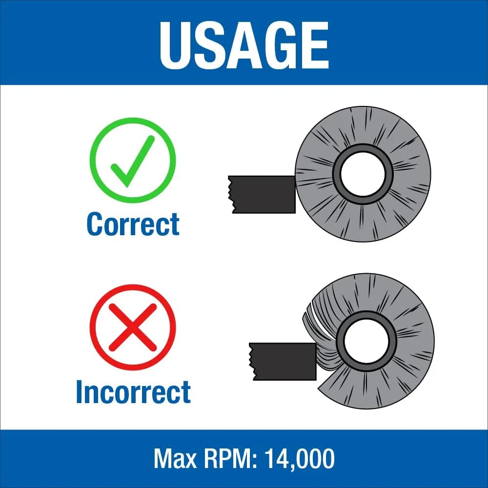 Mercer Abrasives 187010 - 4" x 1/2" x 5/8"-11 Crimped Wire Wheel, .014 Carbon Steel Wire | Heavy-duty Abrasion Tool thumbnail 5