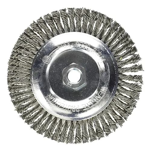 Mercer Industries 6" x 3/16" x 5/8"-11 Stringer Bead Wire Wheel, .020 Carbon Steel Wire | Heavy-Duty Weld Cleaning & Surface Conditioning thumbnail 1