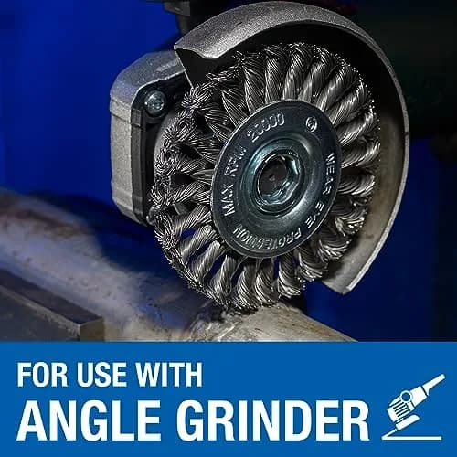 Mercer Industries 6" x 3/16" x 5/8"-11 Stringer Bead Wire Wheel, .020 Carbon Steel Wire | Heavy-Duty Weld Cleaning & Surface Conditioning thumbnail 5
