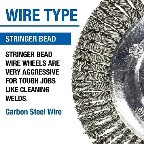 Mercer Industries 6" x 3/16" x 5/8"-11 Stringer Bead Wire Wheel, .020 Carbon Steel Wire | Heavy-Duty Weld Cleaning & Surface Conditioning thumbnail 3