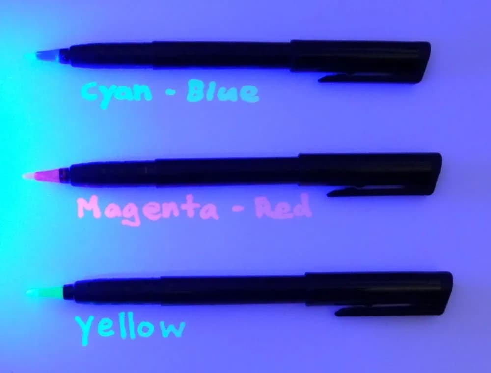 DIRECTGLOW LLC Invisible UV Blacklight Ink Marker Set - Blue, Red, Yellow (3 Count) — multicolored