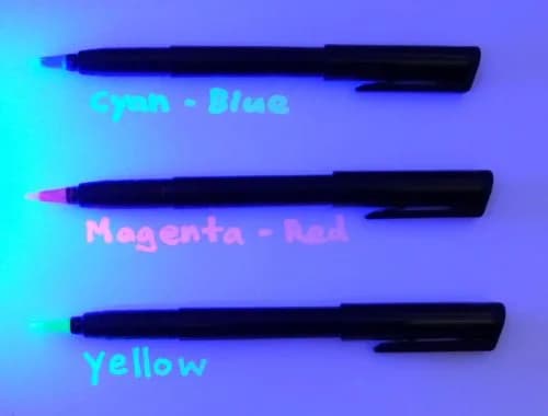 DIRECTGLOW LLC Invisible UV Blacklight Ink Marker Set - Blue, Red, Yellow (3 Count) thumbnail 1