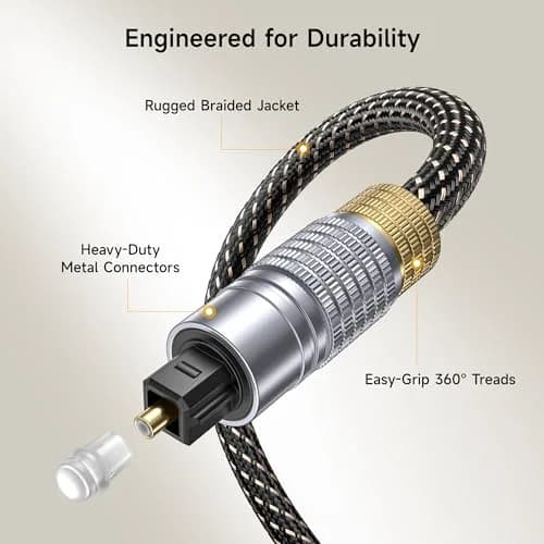 Cable Matters Premium Short Optical Audio Cable, Toslink Cable, 3ft | High-Fidelity Digital Connection thumbnail 5