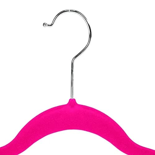 Simplify 6 Pack Slim Velvet Hangers with Clips Space Saver Prevent Garment Creases Fuchsia | Anti-Slip, Durable, Swivel Neck thumbnail 6