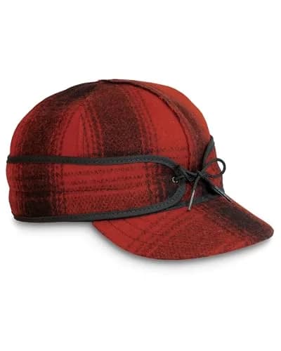 Stormy Kromer The Original Cap, Red/Black Plaid, Size 7 (22-24 oz Wool Blend, 100% Cotton Flannel Lining, Adjustable Earband) thumbnail 1