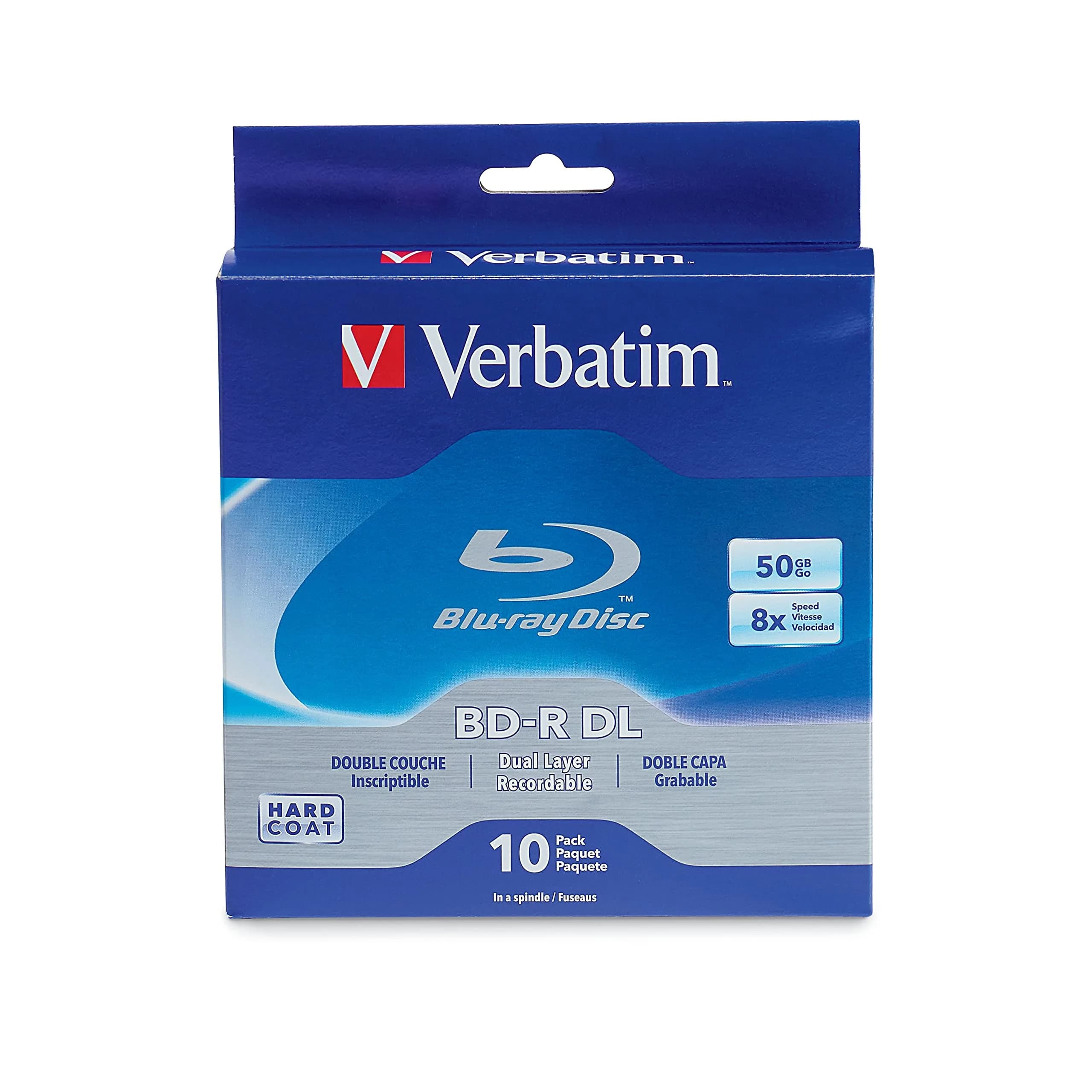 Verbatim DataLifePlus BD-R DL 50GB 6x White Inkjet Printable Spindle | Archival Life 100 Years — Spindle